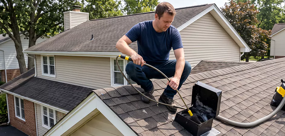 Multi-Story Roof Dryer Vent Cleaning in Elizabeth